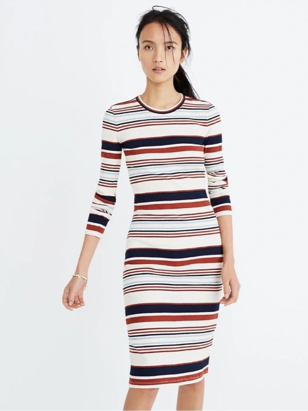 Madewell Ribbed Long Sleeve Midi Dress